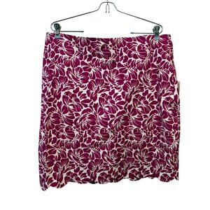 NWT Talbots Womens Floral Skirt Size 16 White & Pink Scalloped Hem